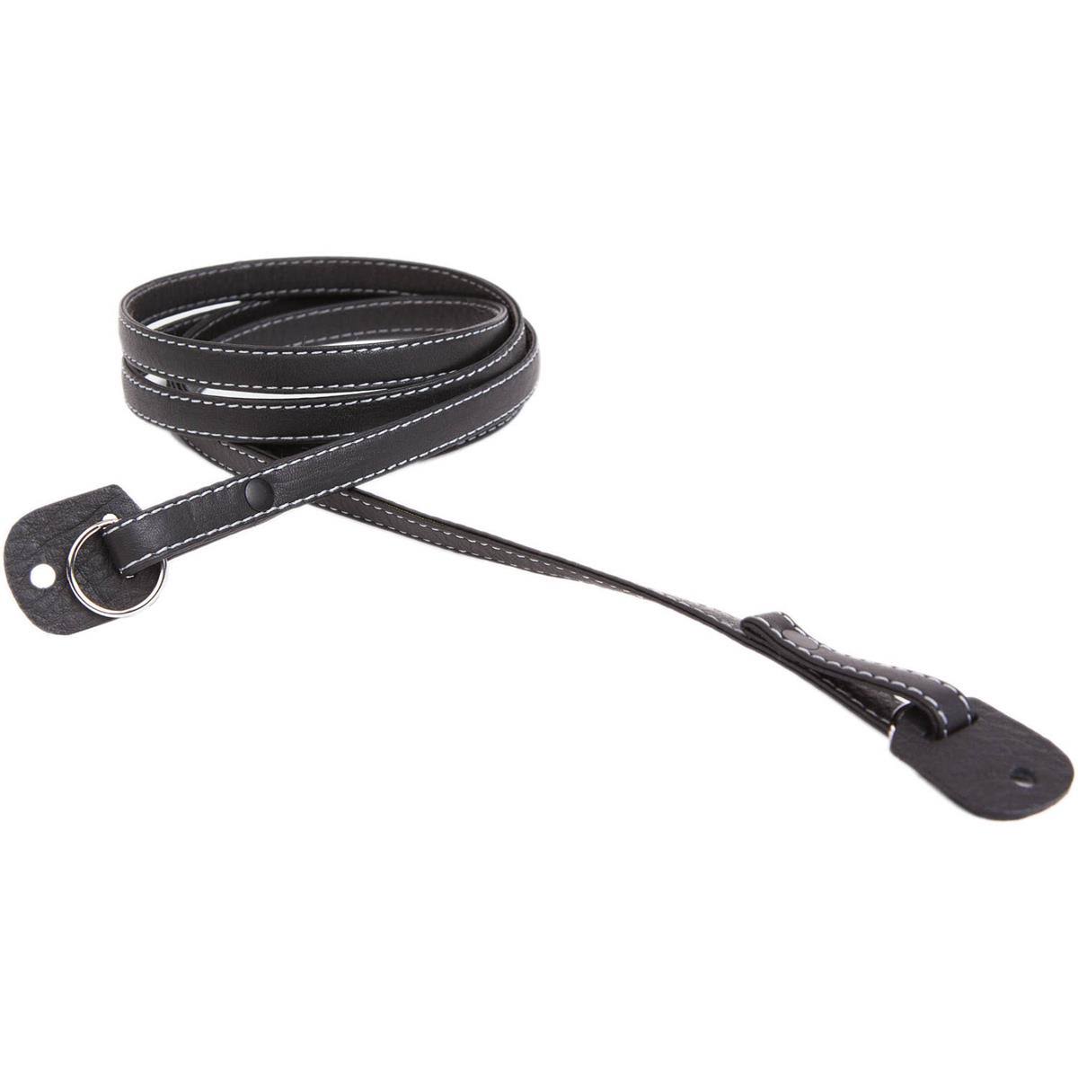 Gray Stitching Black Leather Camera Strap C858