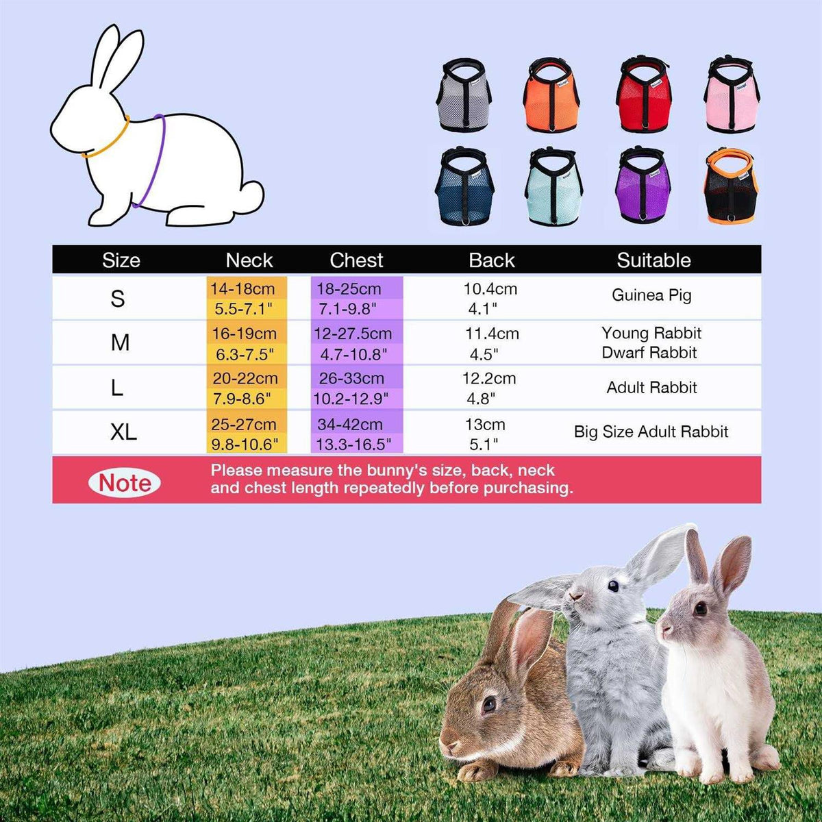 Adjustable Soft Harness with Elastic Leash for Rabbits C5220