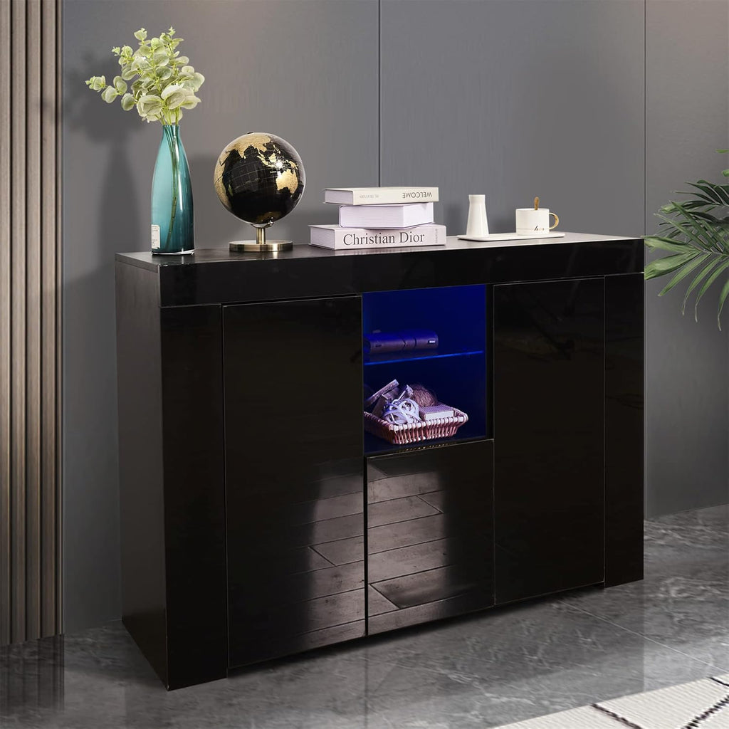 White LED Sideboard Cabinet with 3 Doors J83638