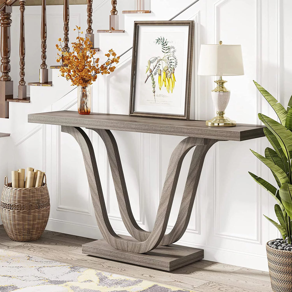 55-inch Grey Wood Rustic Console Table L342