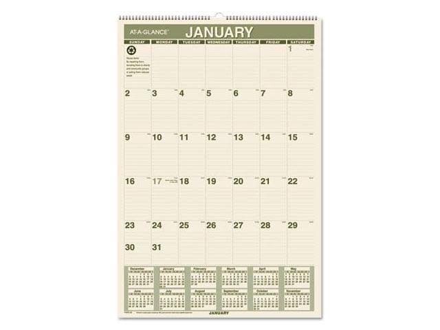 Recycled Monthly Wall Calendar X36395