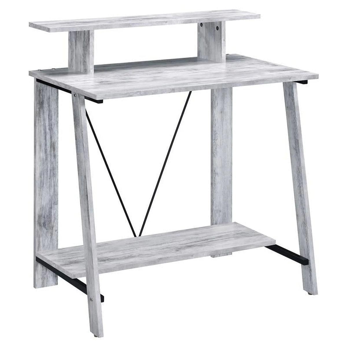 Antique White and Black Wood Writing Desk Z2315