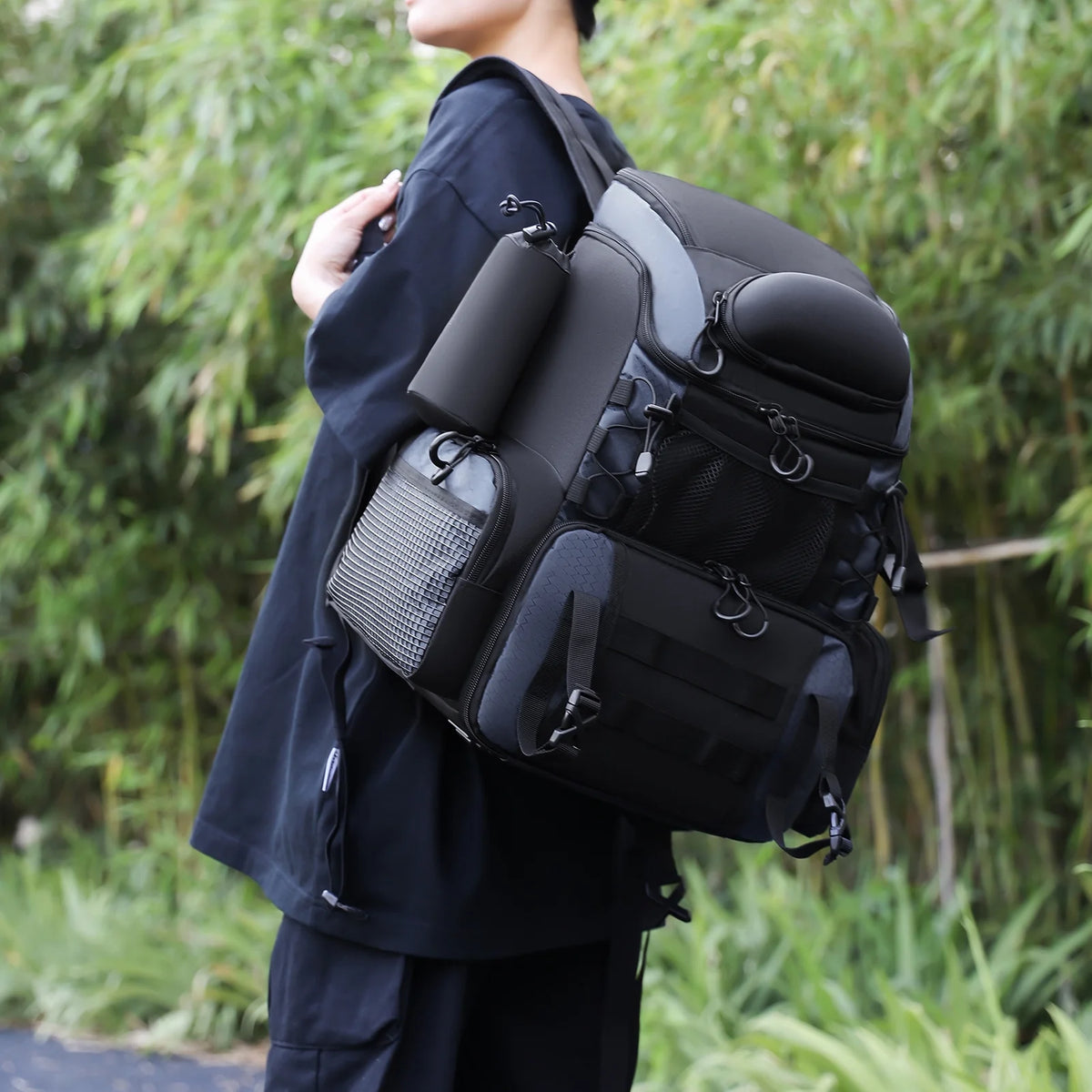 Two Shoulder Bag with 4 Boxes Rain Cover Rod and Bottle Boxes Waterproof J935490