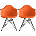 Set of 2 Orange Armchair Dining Chair with Arm K3102