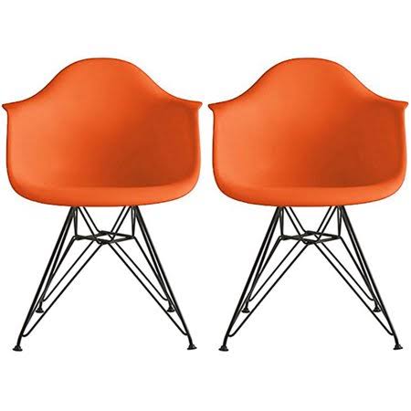 Set of 2 Orange Armchair Dining Chair with Arm K3102