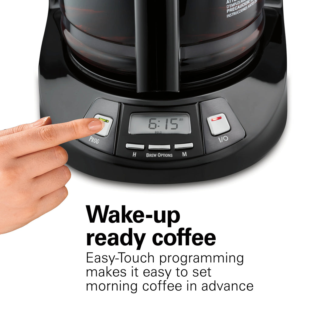 Programmable Coffee Maker, 12 Cup, Black Stainless Steel W451