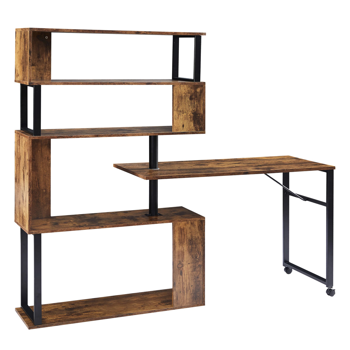 L-Shaped Corner Computer Desk with Bookshelf U92669