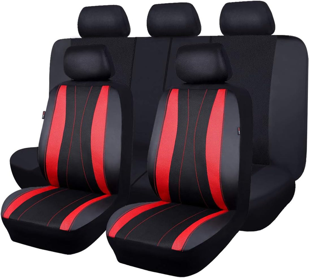Faux Leather Mesh Car Seat Covers Full Set P436728