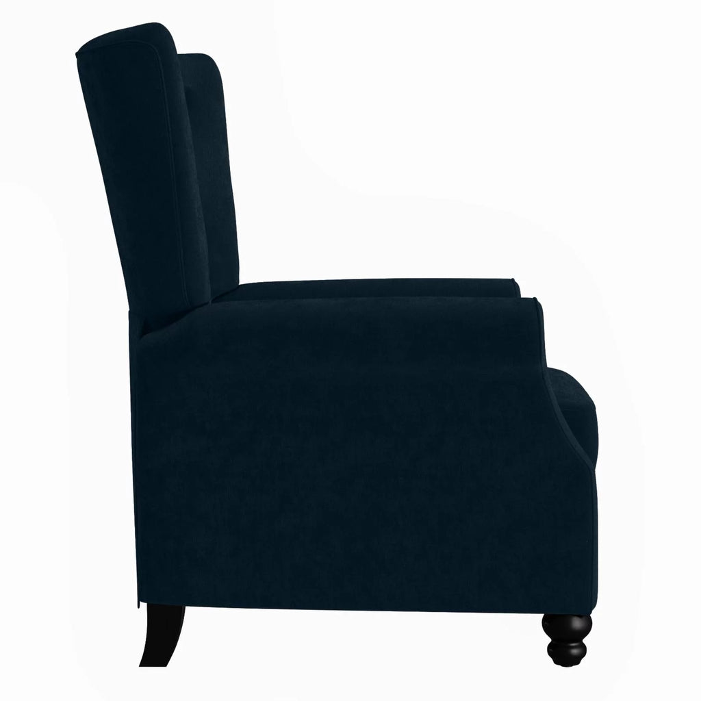 Navy Blue Velvet Push Back Recliner N365