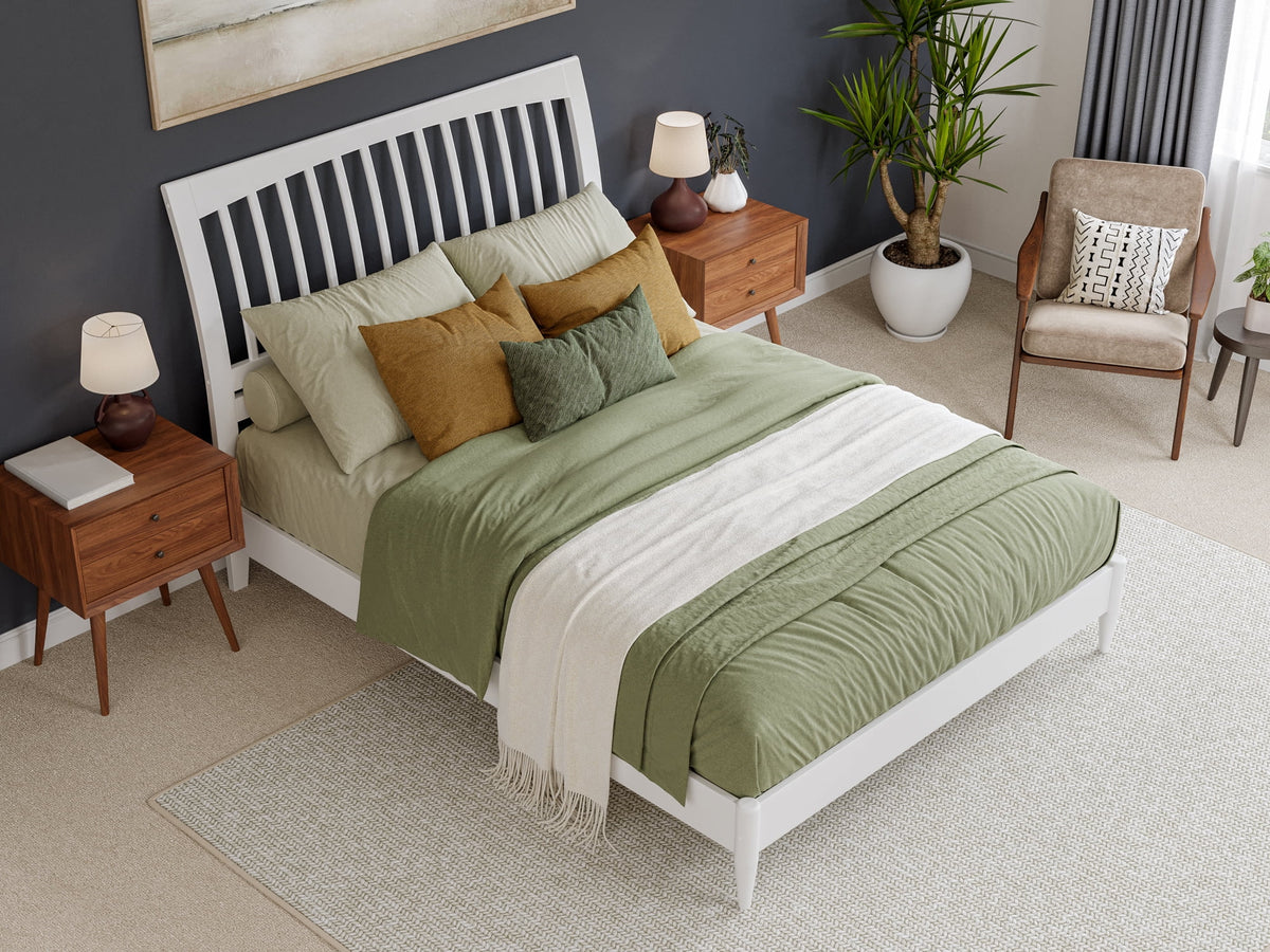 Queen Solid Wood Sleigh Platform Bed V36405