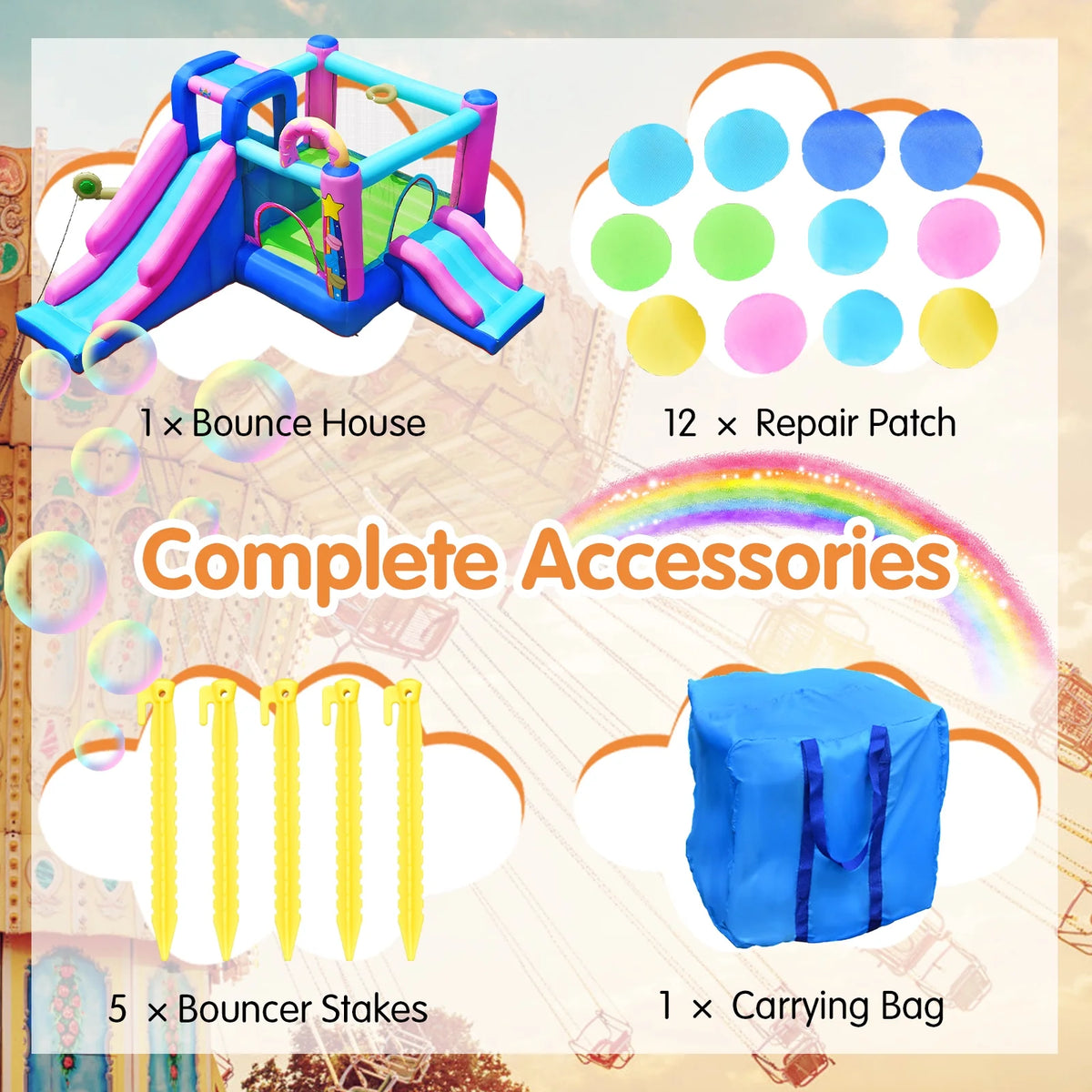 Inflatable Bounce Castle Dual Slides Jumping Bouncer F341790
