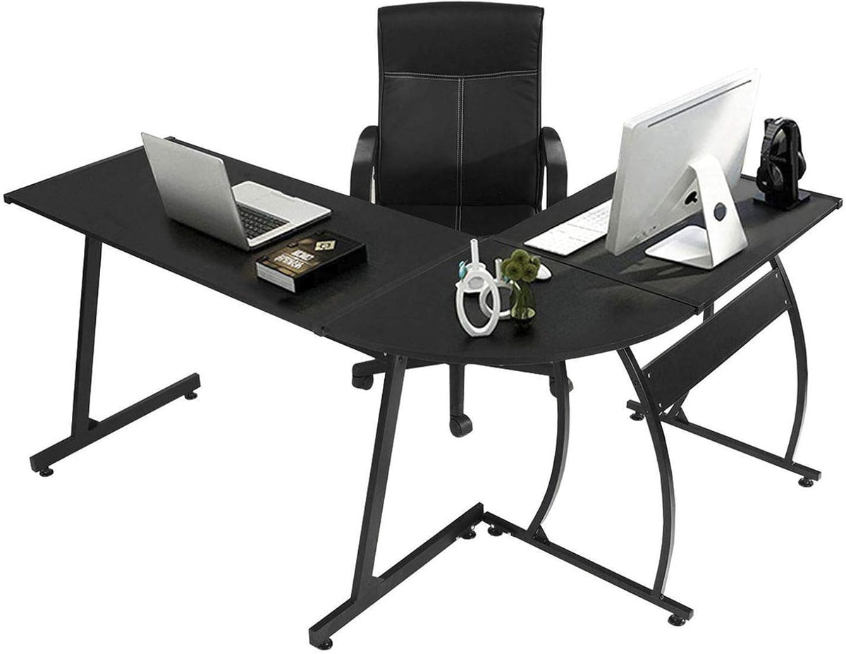 L Shaped Desk and File Cabinet with Open Storage Shelf I901379