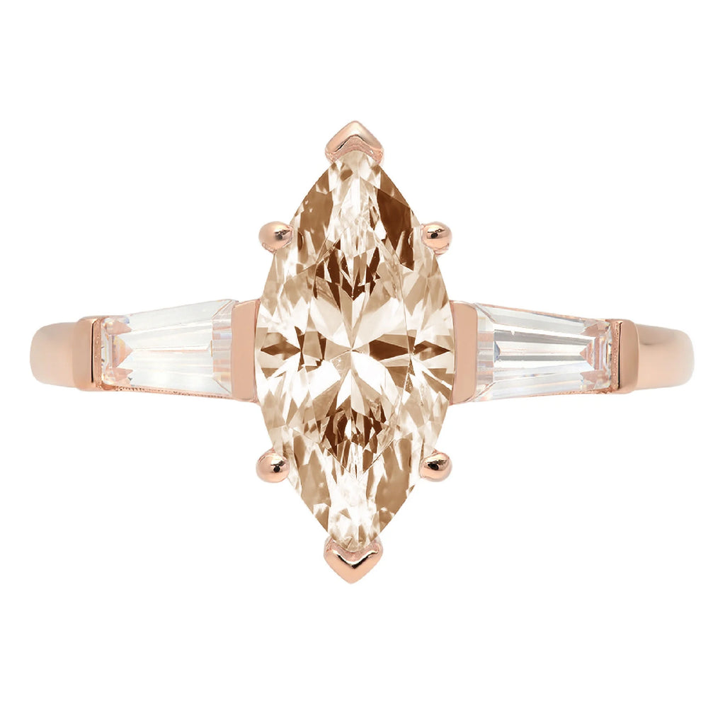 Champagne Simulated Diamond 3 Stone Ring X849