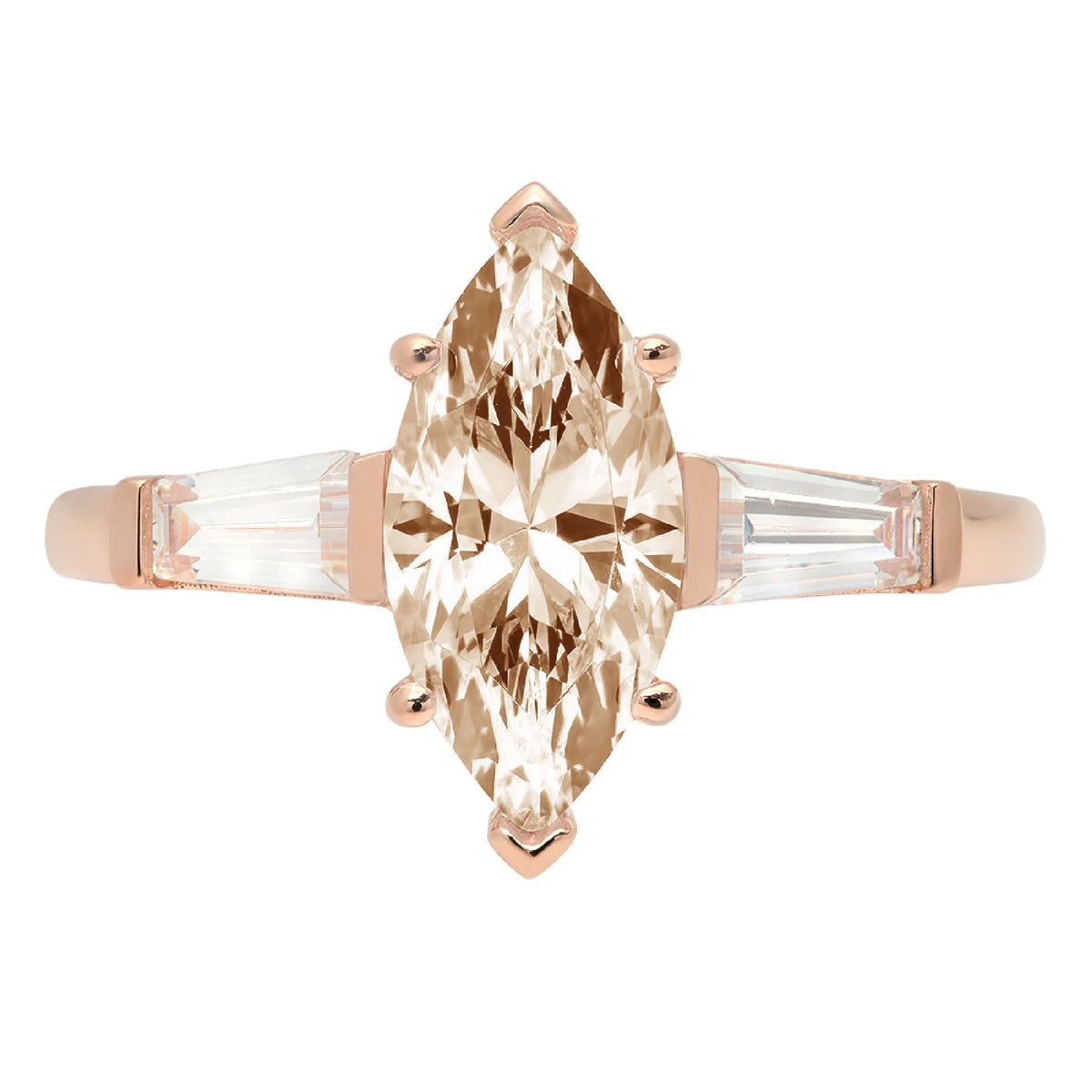 Champagne Simulated Diamond 3 Stone Ring X849