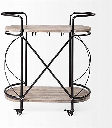 Black Two Tier Metal Bar Cart T7648