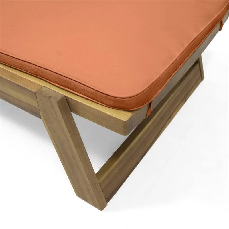 Teak and Orange Acacia Wood Chaise Lounge Set of 2 V986291