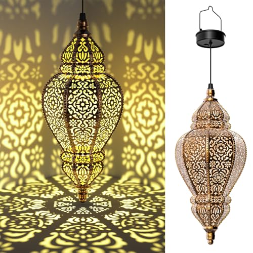 Gold Plastic Solar Hanging Lantern G96162