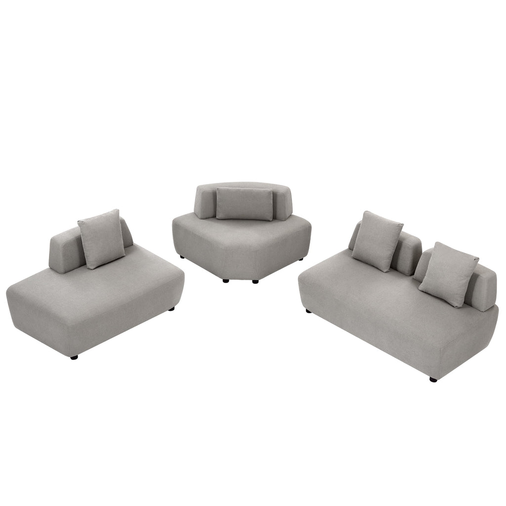 Gray 3-piece Sectional Sofa with 4 Pillows B816