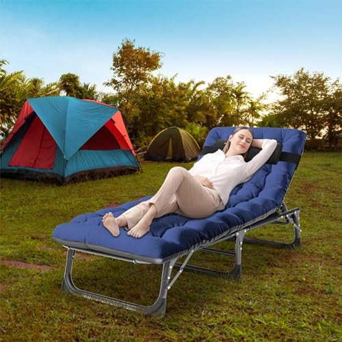 2 Pack Heavy Duty Folding Camping Cot with Mattress and Carry Bag X5302