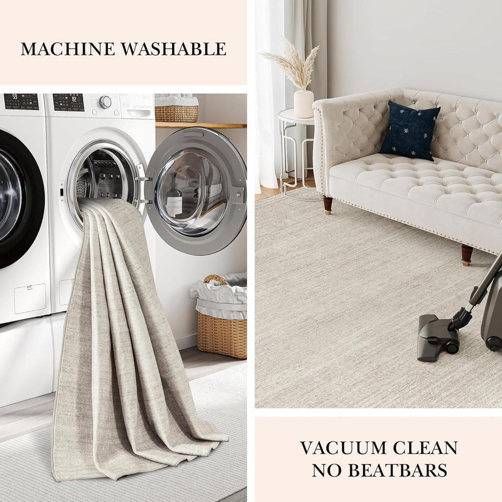 Washable 5x7 Beige Area Rug E498