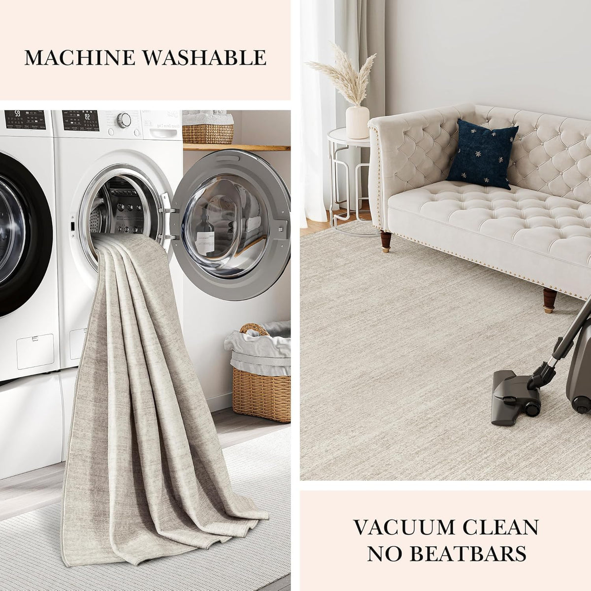 Washable 5x7 Beige Area Rug E498