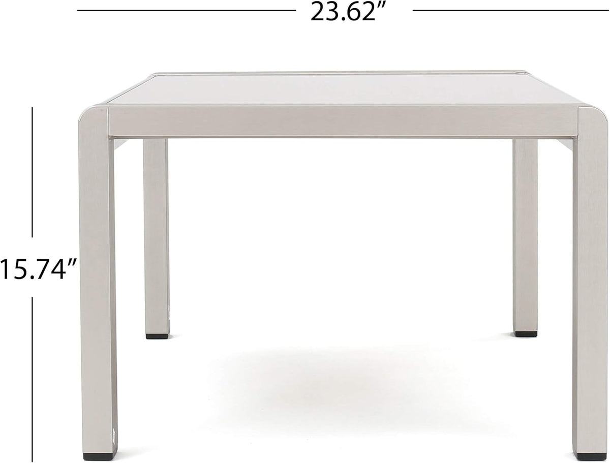 Silver Aluminum Coffee Table with Glass Top U783