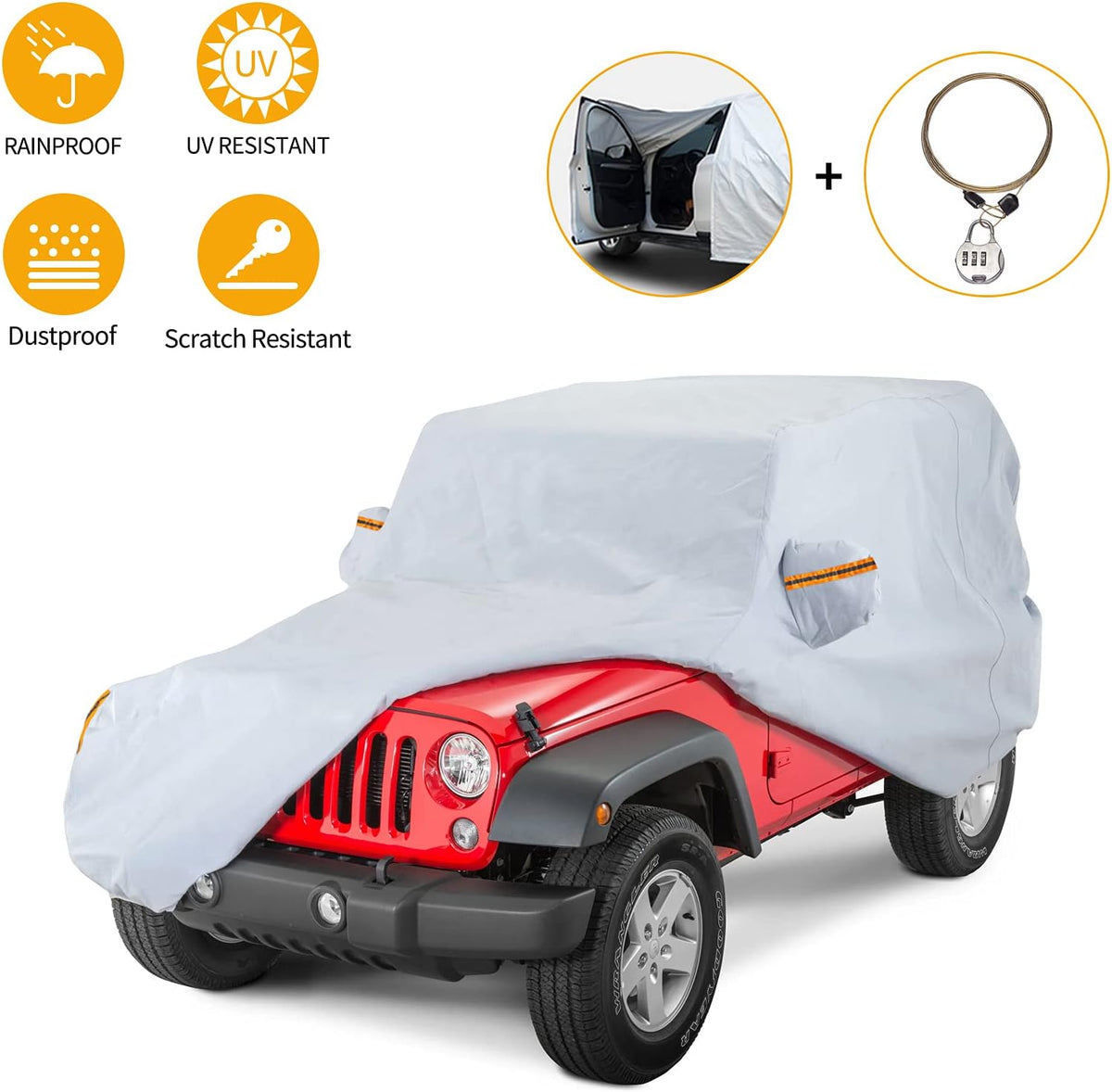 Waterproof Car Cover with Driver Door Zipper F5071
