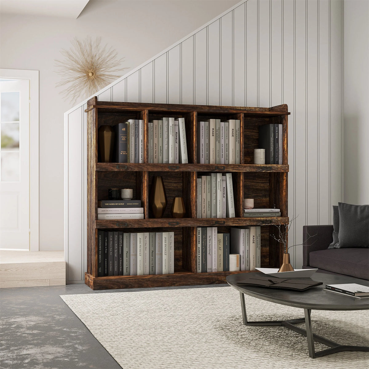 10-shelf Brown Bookcase S838