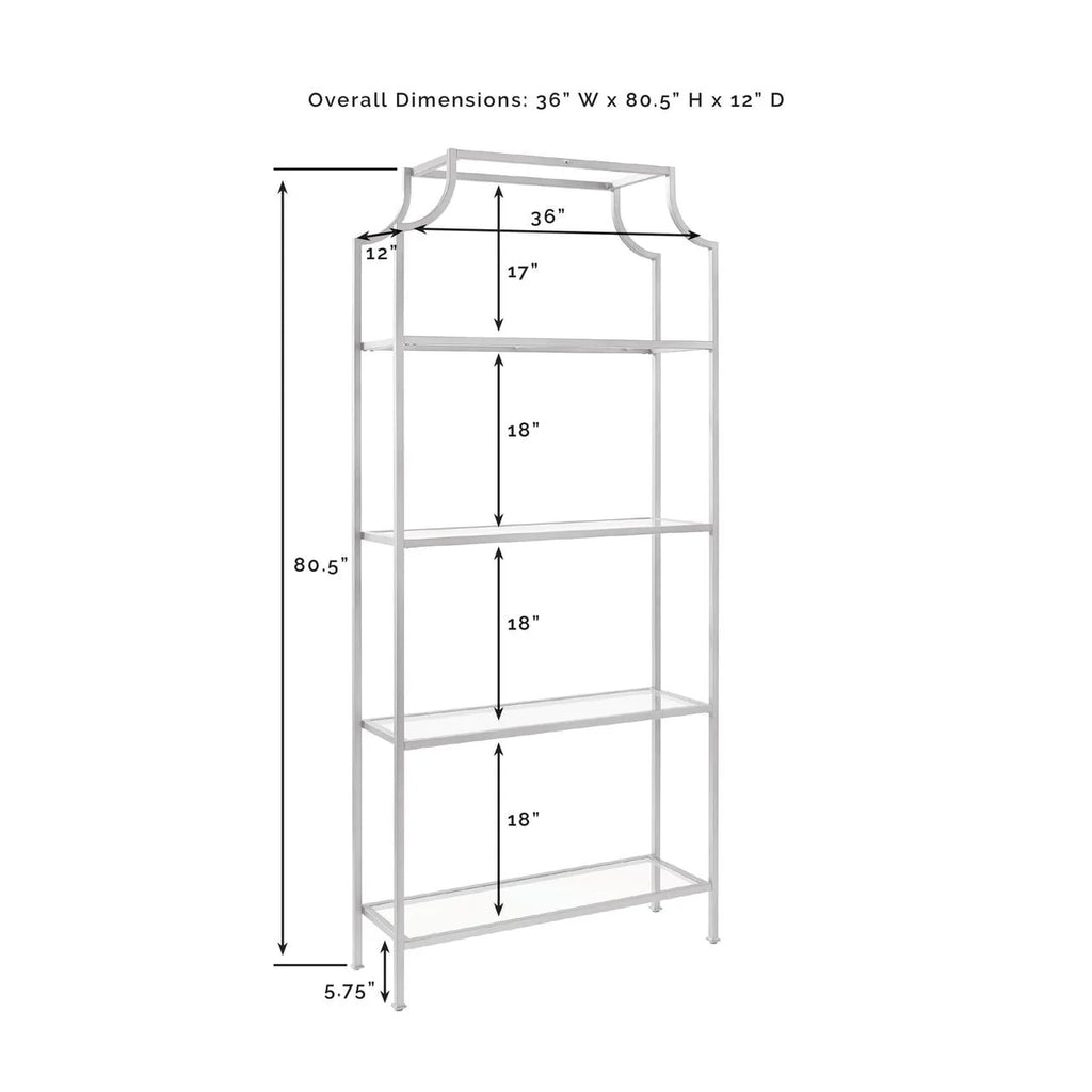 Antique Gold 4 Shelf Glass Metal Etagere Bookcase N5451