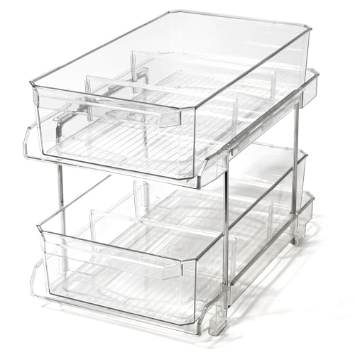 2 Tier Clear Storage Organizer with Dividers E77072
