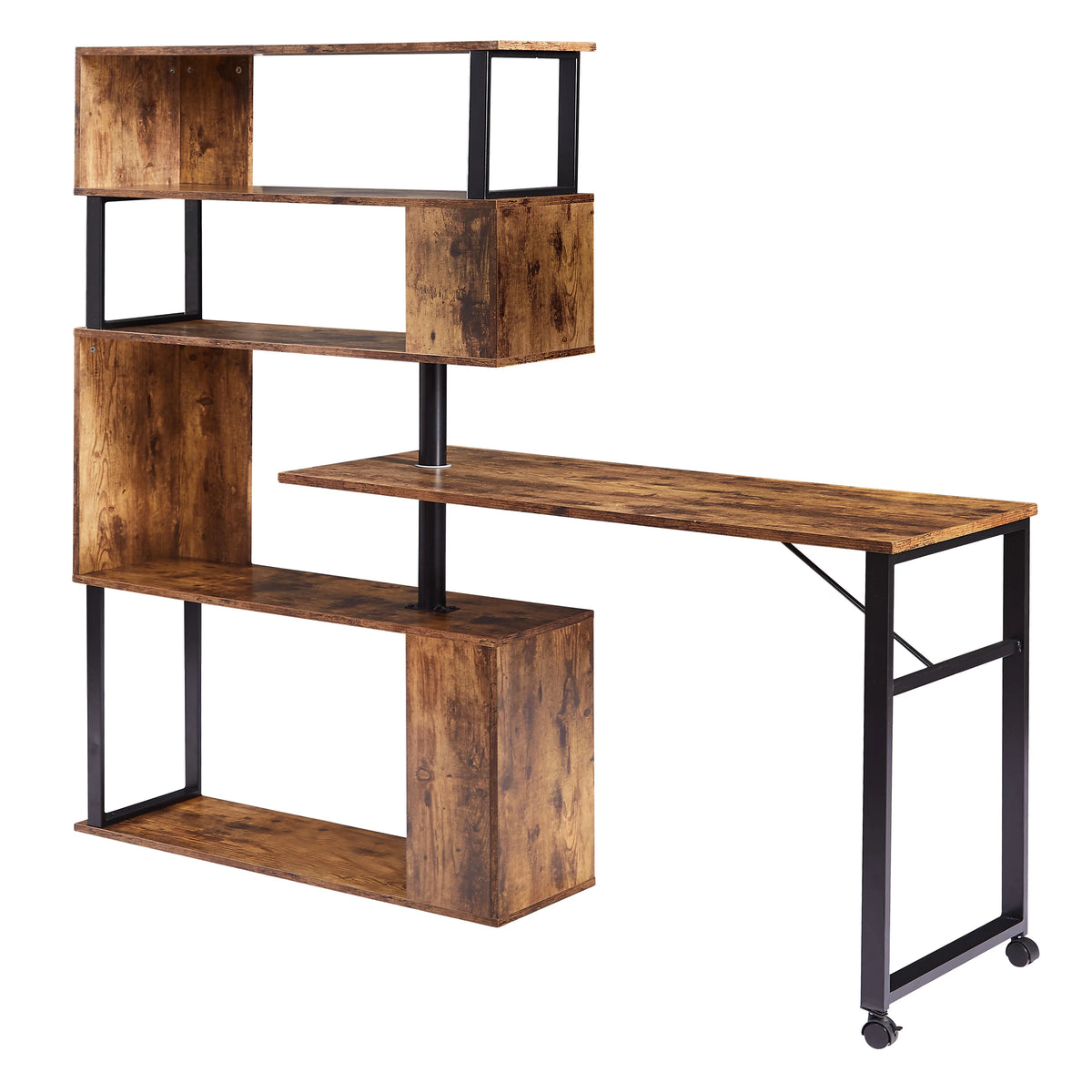L-Shaped Corner Computer Desk with Bookshelf U92669