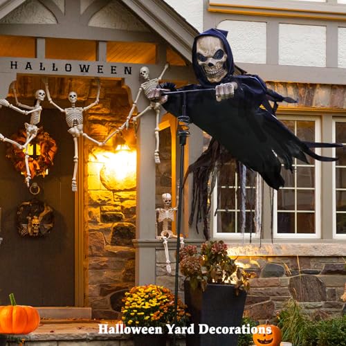 7.8Ft Flying Rotated Skull Reaper Ghost Scarecrow Decorations W14937