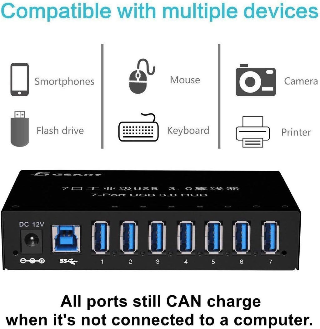 7-Port Powered USB 3.0 Hub with 12V/3A AC Adapter G42437