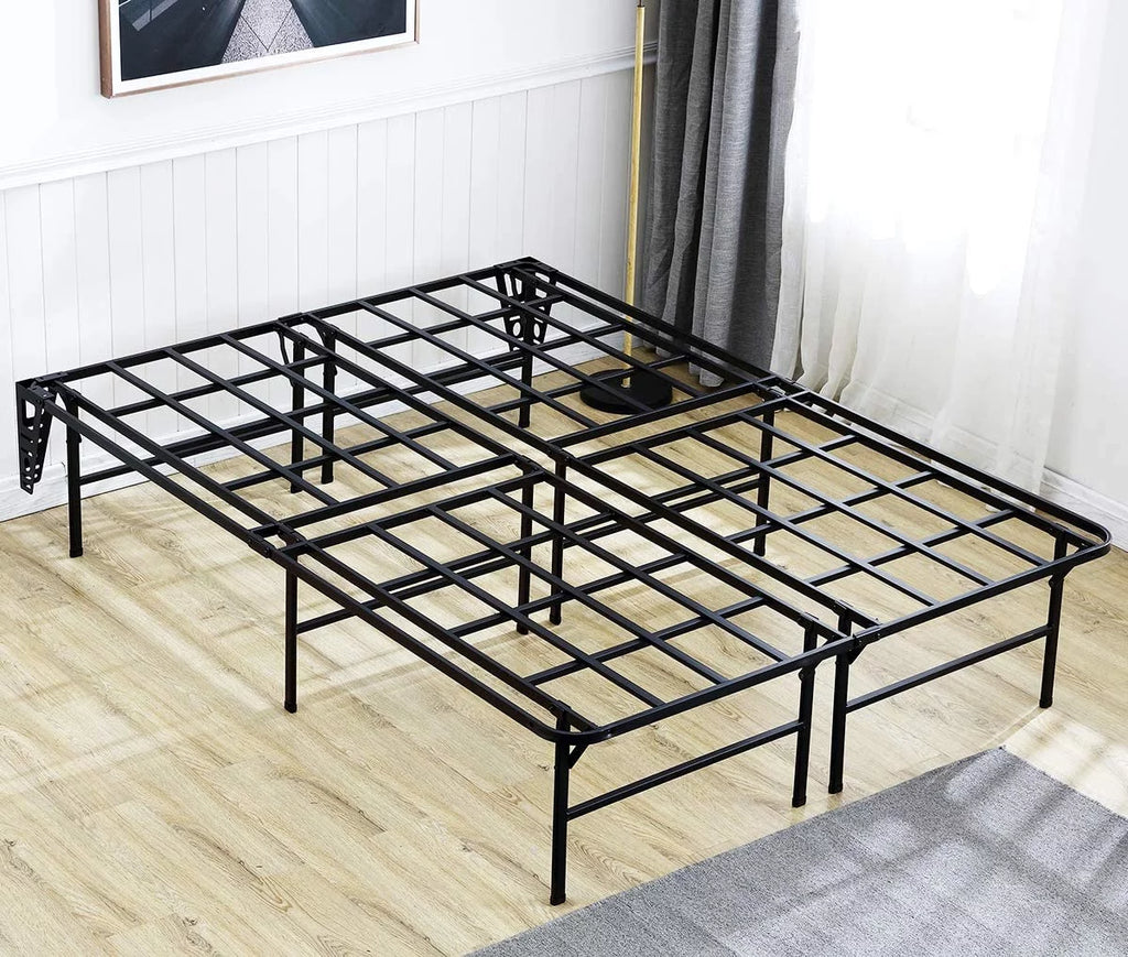 16in Heavy Duty Steel Slat Full Platform Bed Frame Black J638