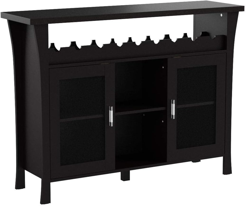 Espresso Wine Rack Buffet Server Console Table with Glass Doors Z36877