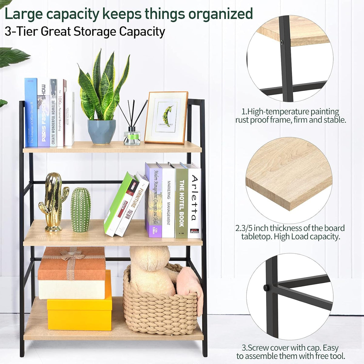 5-Tier Industrial Bookshelf with Metal Frame L280