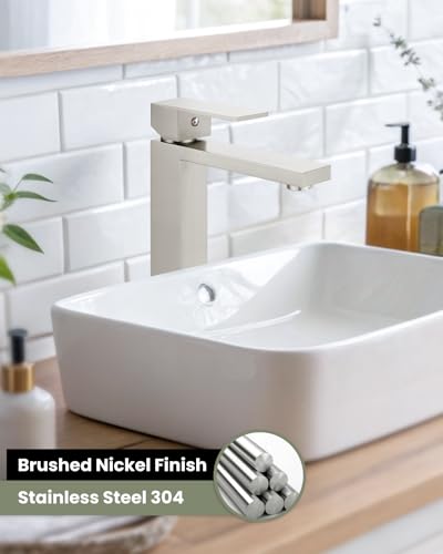 Brushed Gold Tall Single Handle Vessel Sink Faucet L993