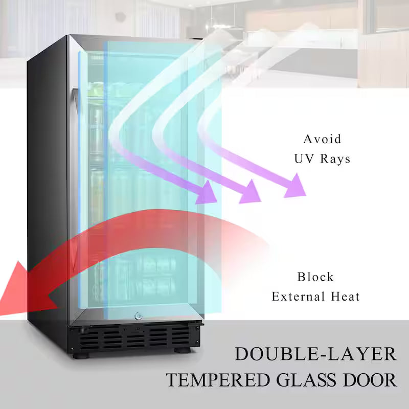 15 in. 70 Can Stainless Steel Beverage Refrigerator O723380