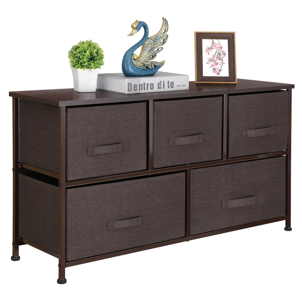 Brown 5 Drawer Fabric Dresser R815000