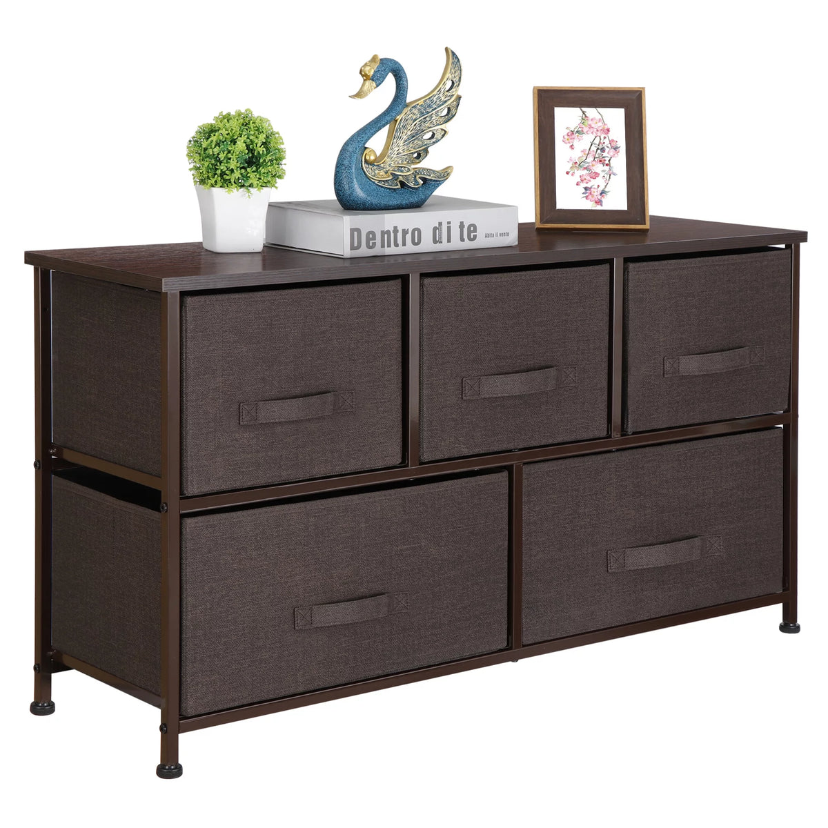 Brown 5 Drawer Fabric Dresser R815000