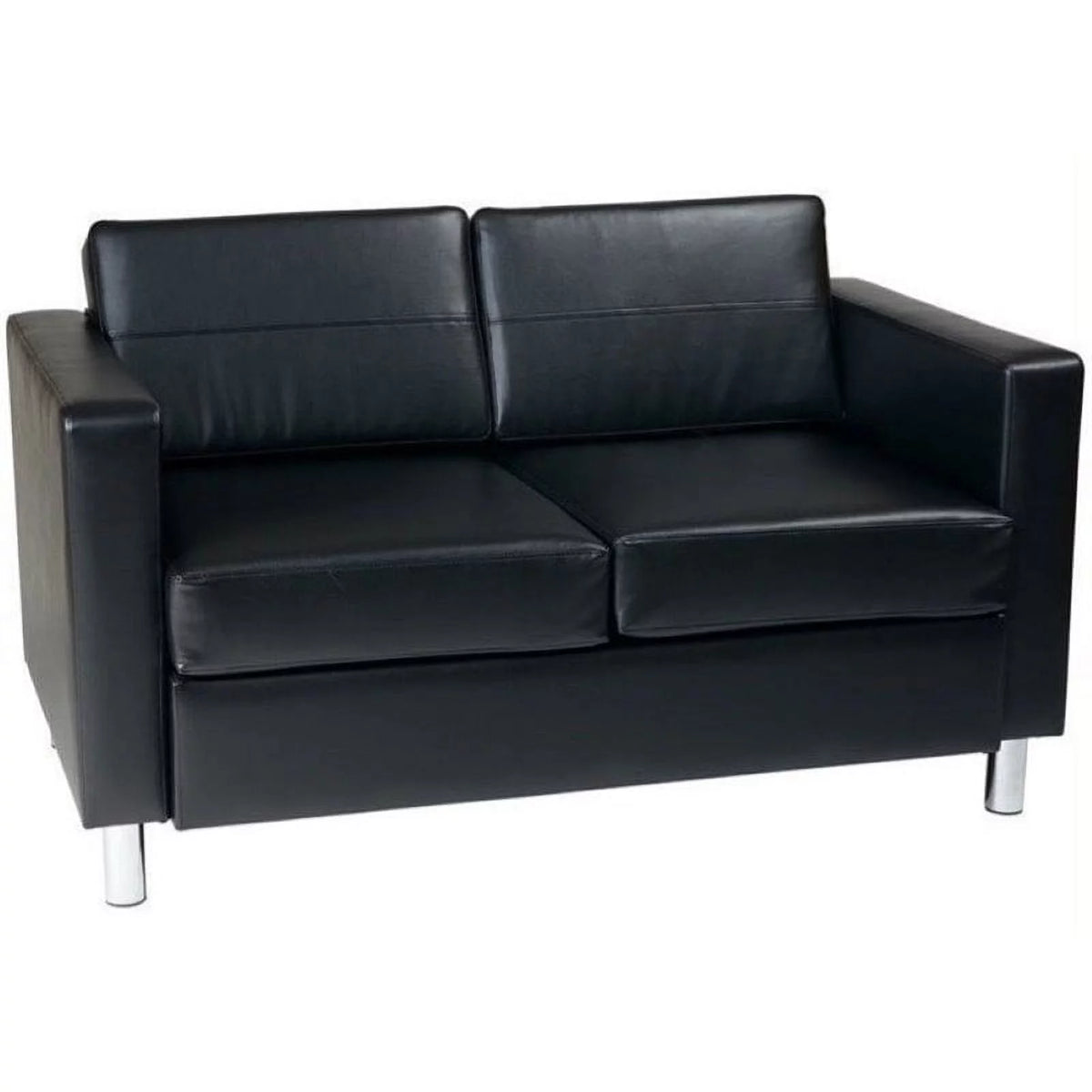 Black Faux Leather Loveseat R285816