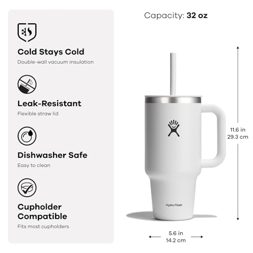 40 Oz Insulated Stainless Steel Travel Tumbler with Handle Lid and Straw L675906