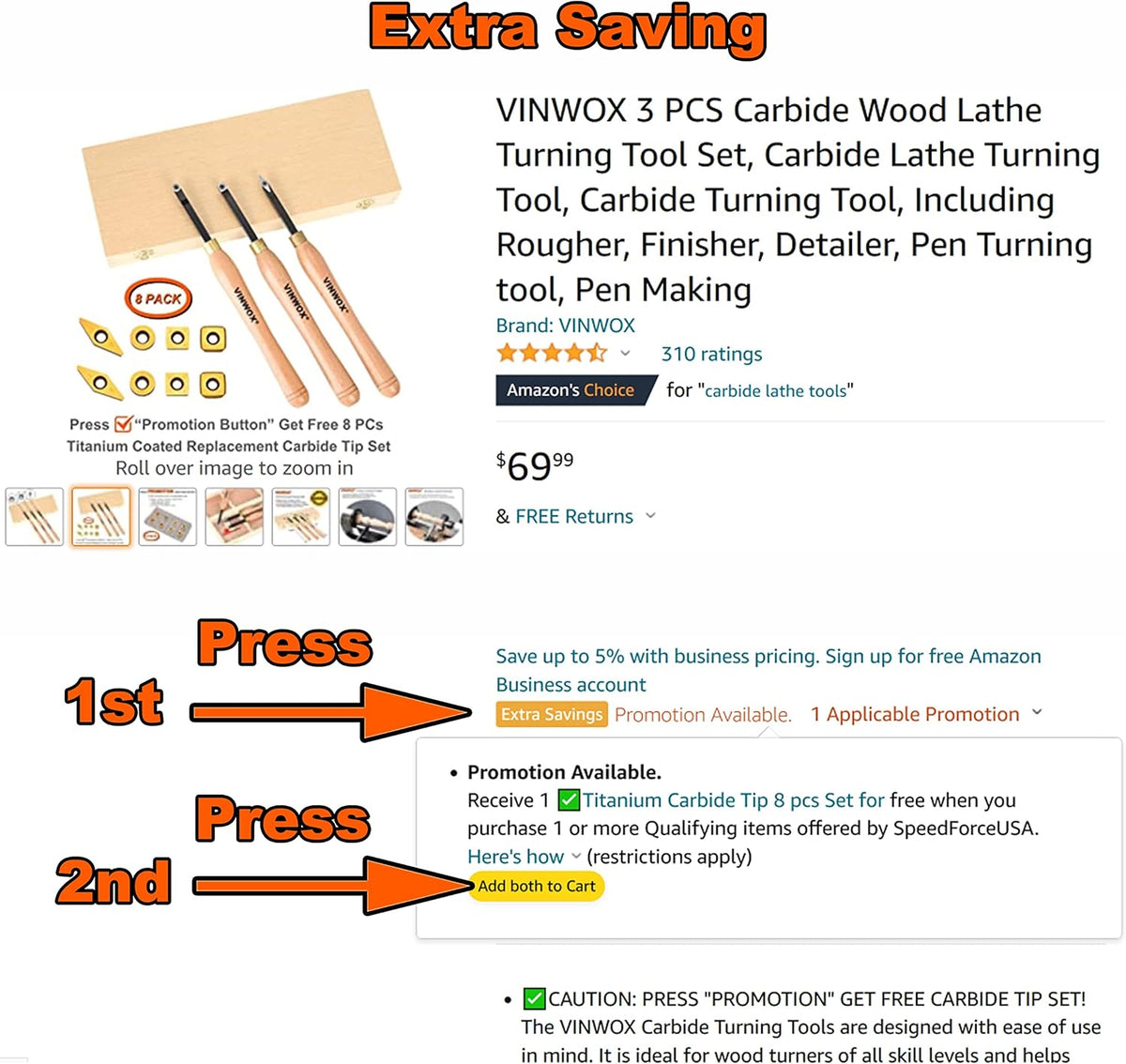 HSS Wood Lathe Turning Tool Set, 6-1/4 Blades, 16-1/2 Total Length, Wooden Case X435