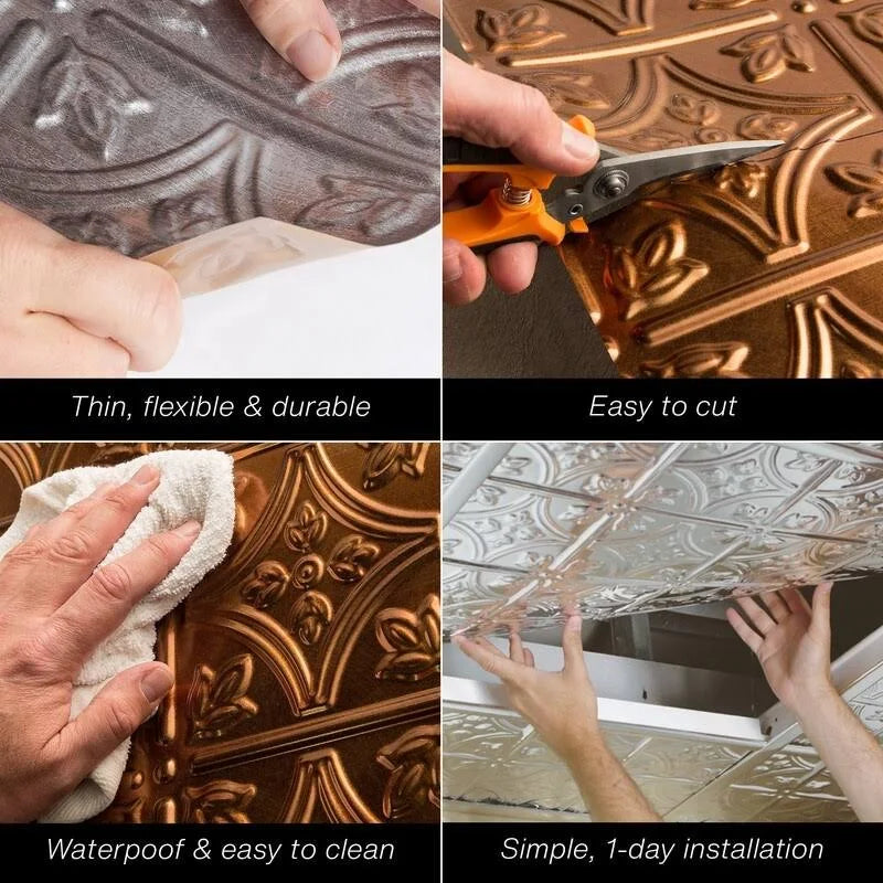 Smoked Pewter Vinyl Lay in Ceiling Tile 5 Pack Z2176