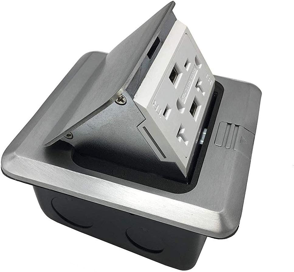 USB Pop Up Receptacle Floor Outlet Countertop Box, Brushed Stainless, Pack of 2 P4175