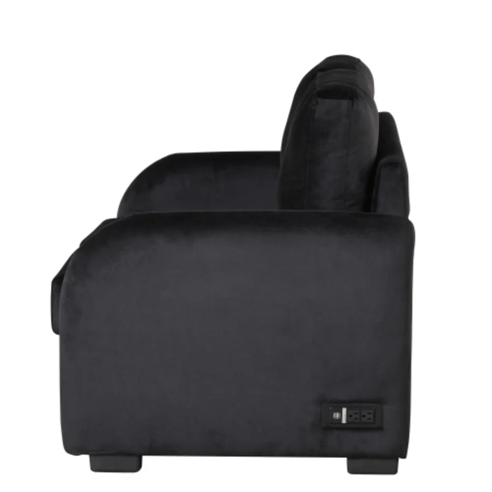 Black Pull Out Sofa Bed with USB Charging Port and Twin Size Mattress Pad X2436