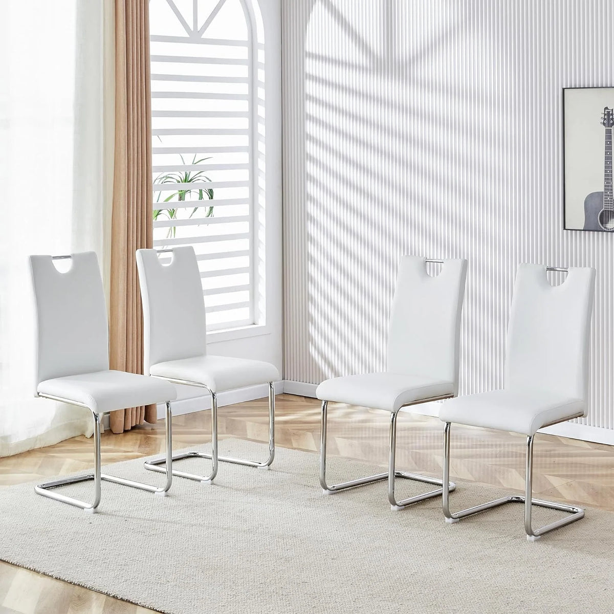 White 5 Piece Round Dining Table Set E85248