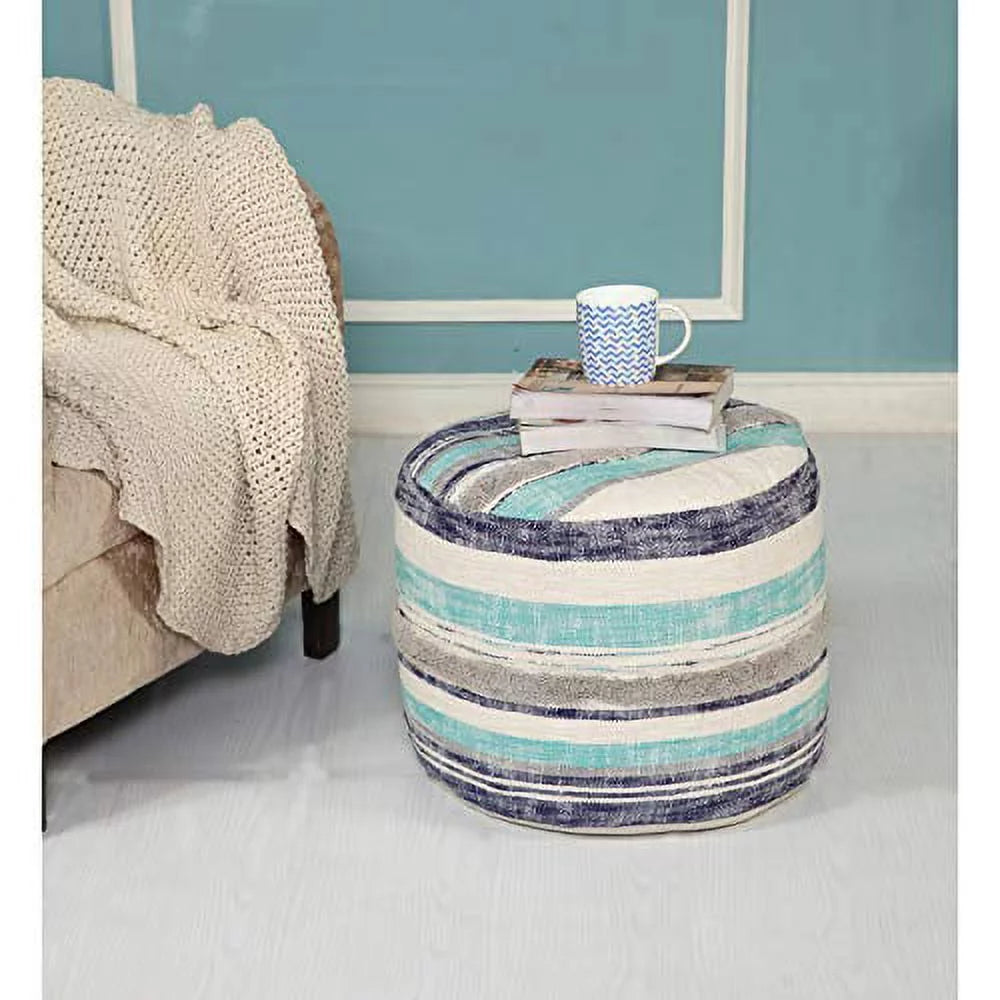 Blue 18" Round Pouf F6908