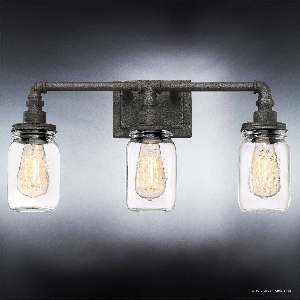 Industrial Bathroom Light, Medium Size, Antique Black R3981