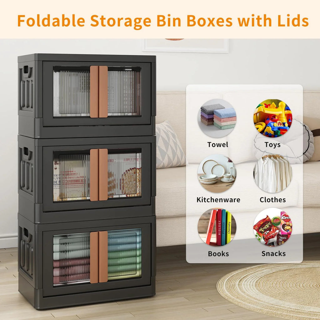 Collapsible Storage Bins with Lids, 19 gal Folding Storage Box, 3 Pack P6215